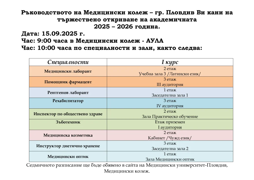 МУ-Пловдив посреща 838 първокурсници през юбилейната академична година